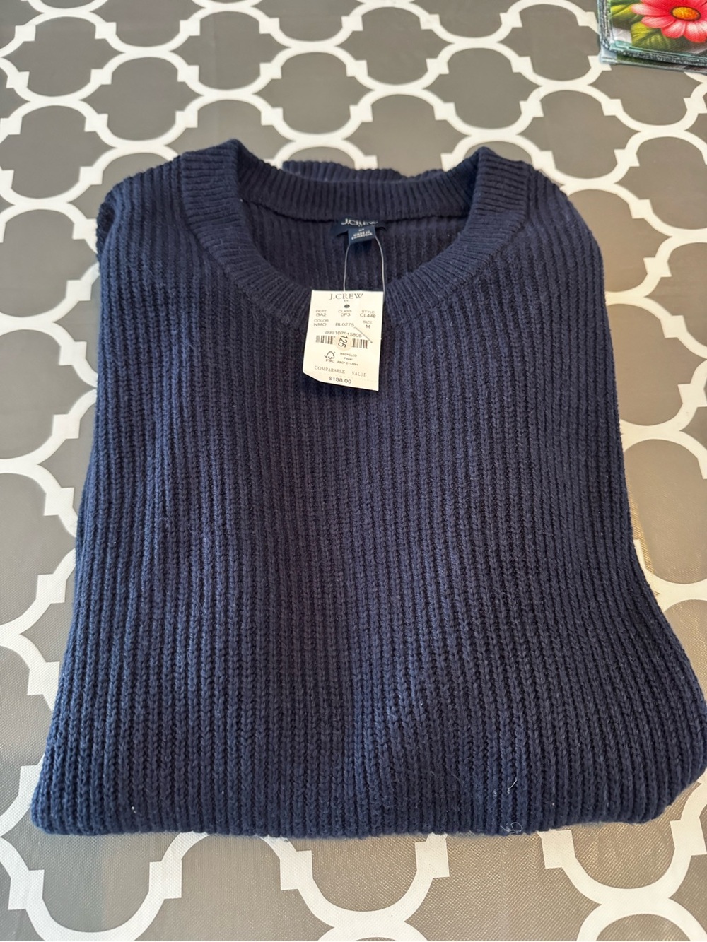 J.Crew Ribbed Crewneck Sweater NWT Size Medium Navy Blue
Mens